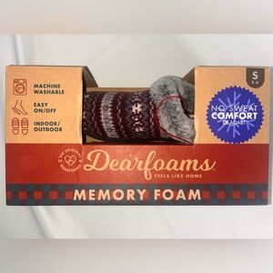 Dearfoams Burgundy and Gray Knit Slippers